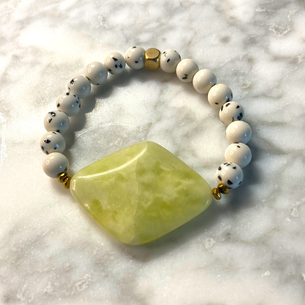 Dalmatian Jade & Jade Bracelet